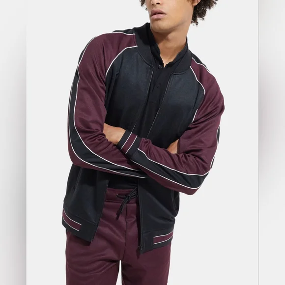 The Kooples Colorblock Zipped Sweatshirt Track Jacket Baseball Collar Silk Trim - Picture 2 of 11